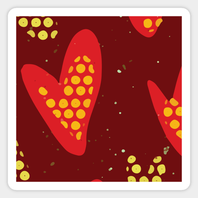 Organic Heart Shapes Abstract Background Design in Red and Maroon Complimentary Tones GC-116-4 Sticker by GraphicCharms